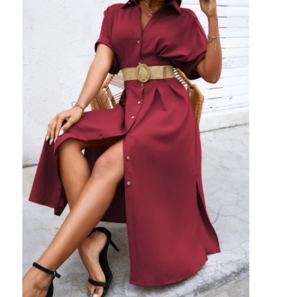 Boho button up batwing sleeve dress - Picture 4 of 14